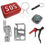 Flag Village Outdoor SOS box emergency box small iron box camping multi-purpose tool emergency equipment set