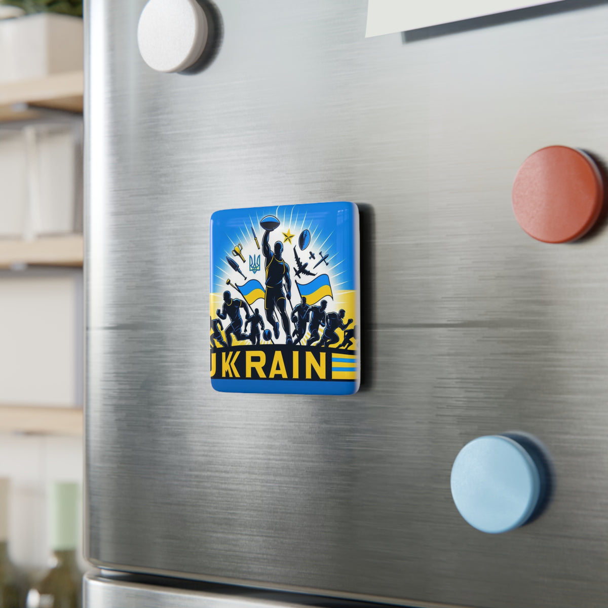 Flag Village Ukraine Flag Sporting Porcelain Magnet, Square UKR0005