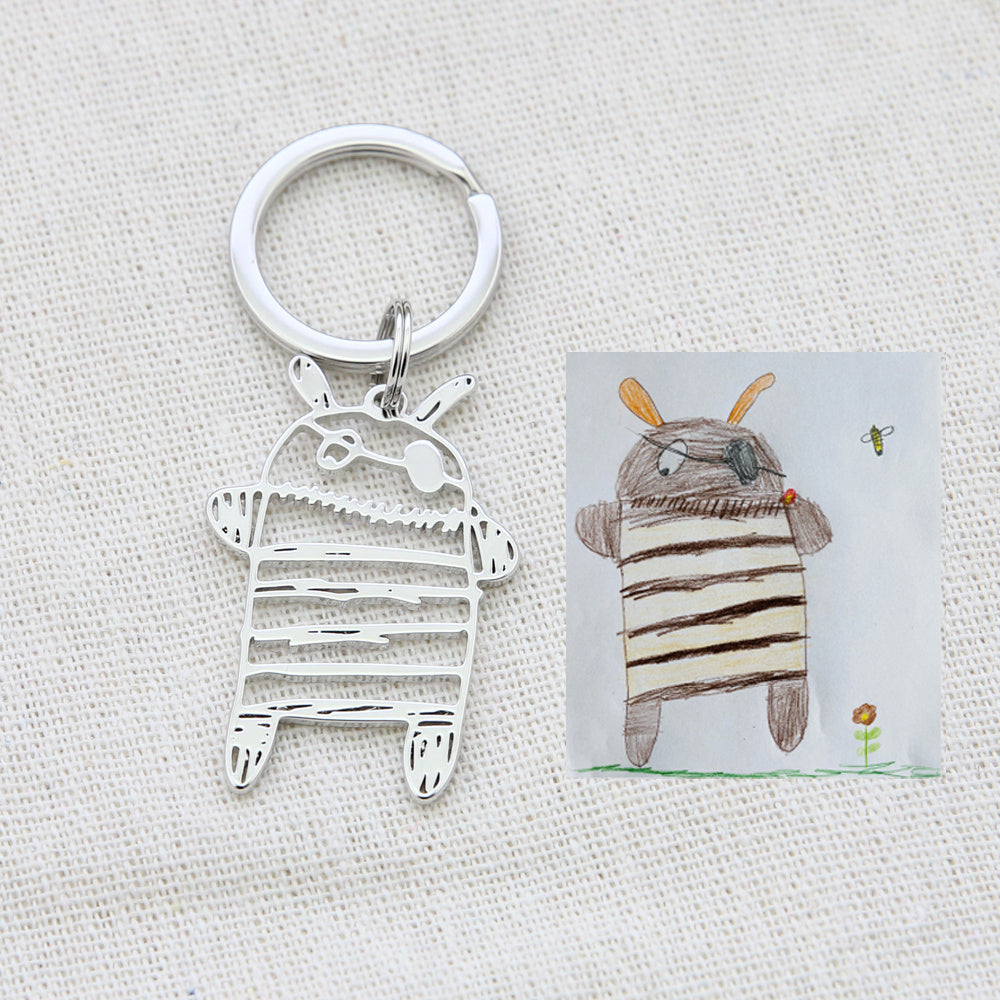 Flag Village Custom Kids Drawing Painting Necklace Stainless Stee Personalized Children Artwork Pendant For Kids Mom Family Jewelry Gifts