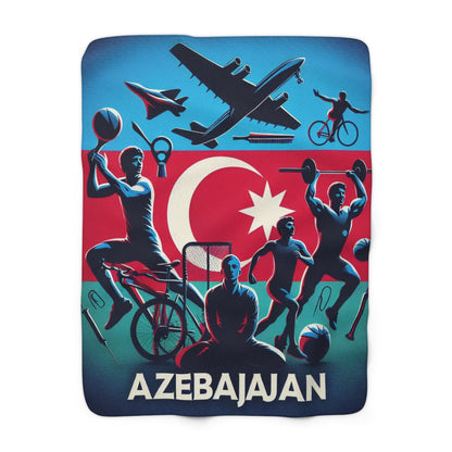 Flag Village Azerbaijan Sporting Flag Sherpa Fleece Blanket AZE0004