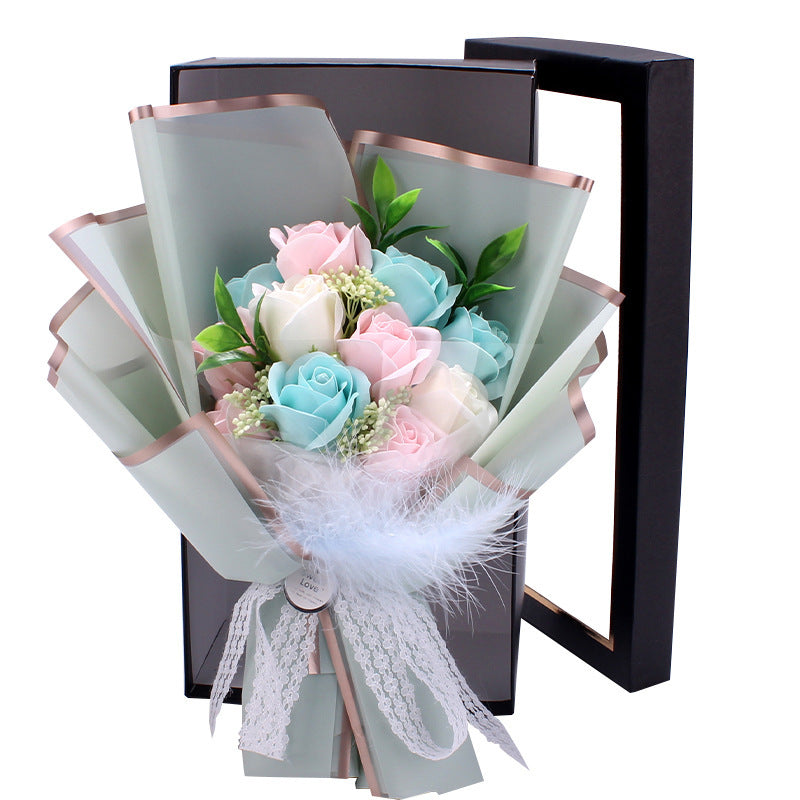Flag Village Artificial Soap Rose Bouquet Fake Flower Gift Box Tanabata Valentine's Day Gift