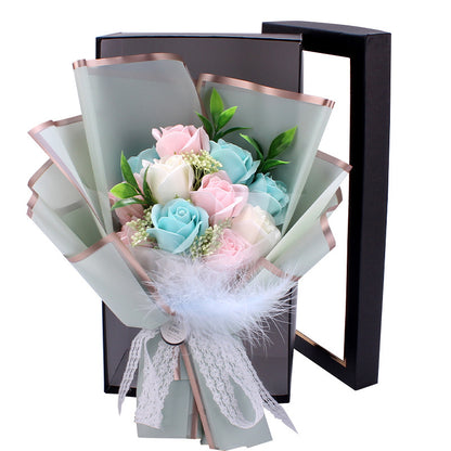 Flag Village Artificial Soap Rose Bouquet Fake Flower Gift Box Tanabata Valentine's Day Gift