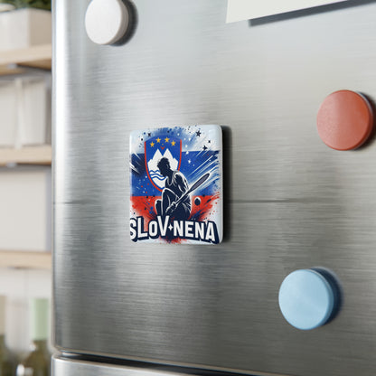 Flag Village Slovenia Flag Sporting Porcelain Magnet, Square SVN0004