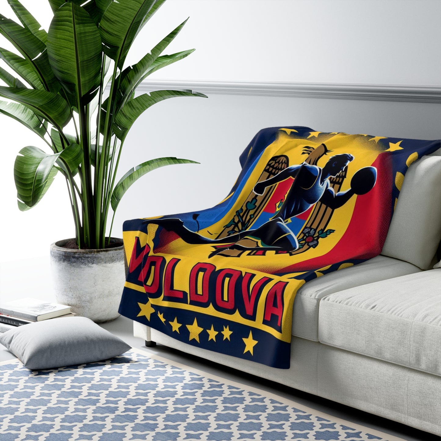 Flag Village Moldova Sporting Flag Sherpa Fleece Blanket MDA0004