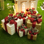 Flag Village Christmas gift box Christmas tree decorations wrought iron gift box three-piece shopping mall cabinet decoration