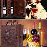 Flag Village Creative Wine Box Leather Gift Box Handmade Home Kitchen Bar Accessories Decor Lafite Wine Holder Wine Packaging Box Friend Gift