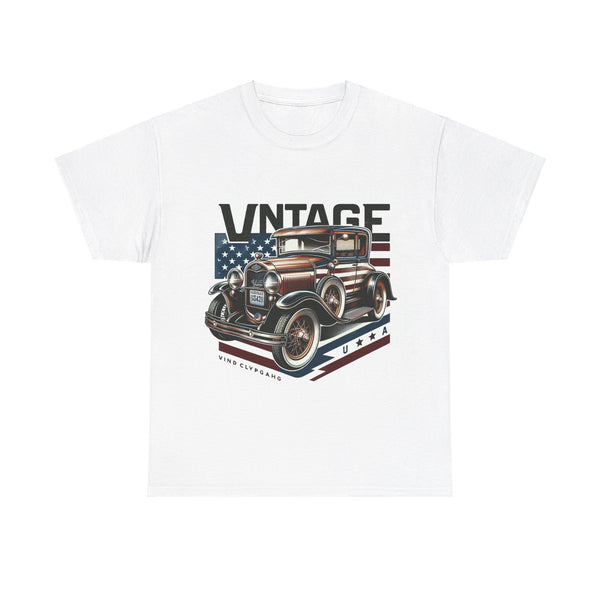 Flag Village USA Vintage Car Flag T-SHIRT Heavy Cotton Tee USA0012