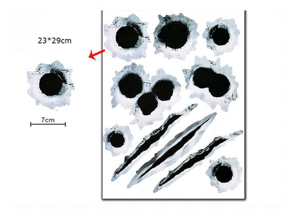 Flag Village Auto Tools Simulation Bullet Hole Car Sticker, Car Bullet Hole Crack Car Sticker