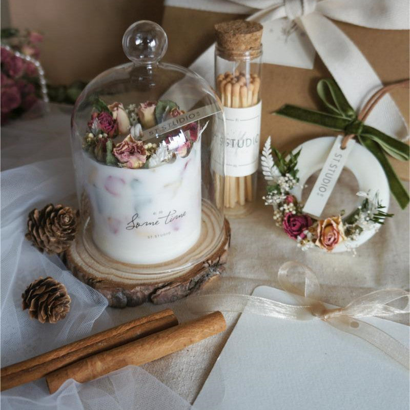 Flag Village Dried Flower Scented Candle Gift Box Home Decorative Ornaments