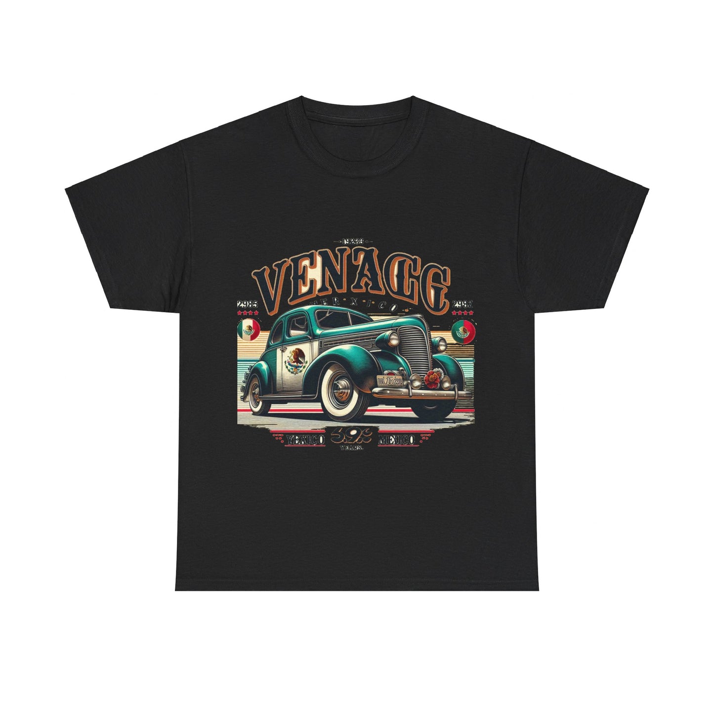 Flag Village Mexico Vintage Car Flag T-SHIRT Heavy Cotton Tee MEX0004