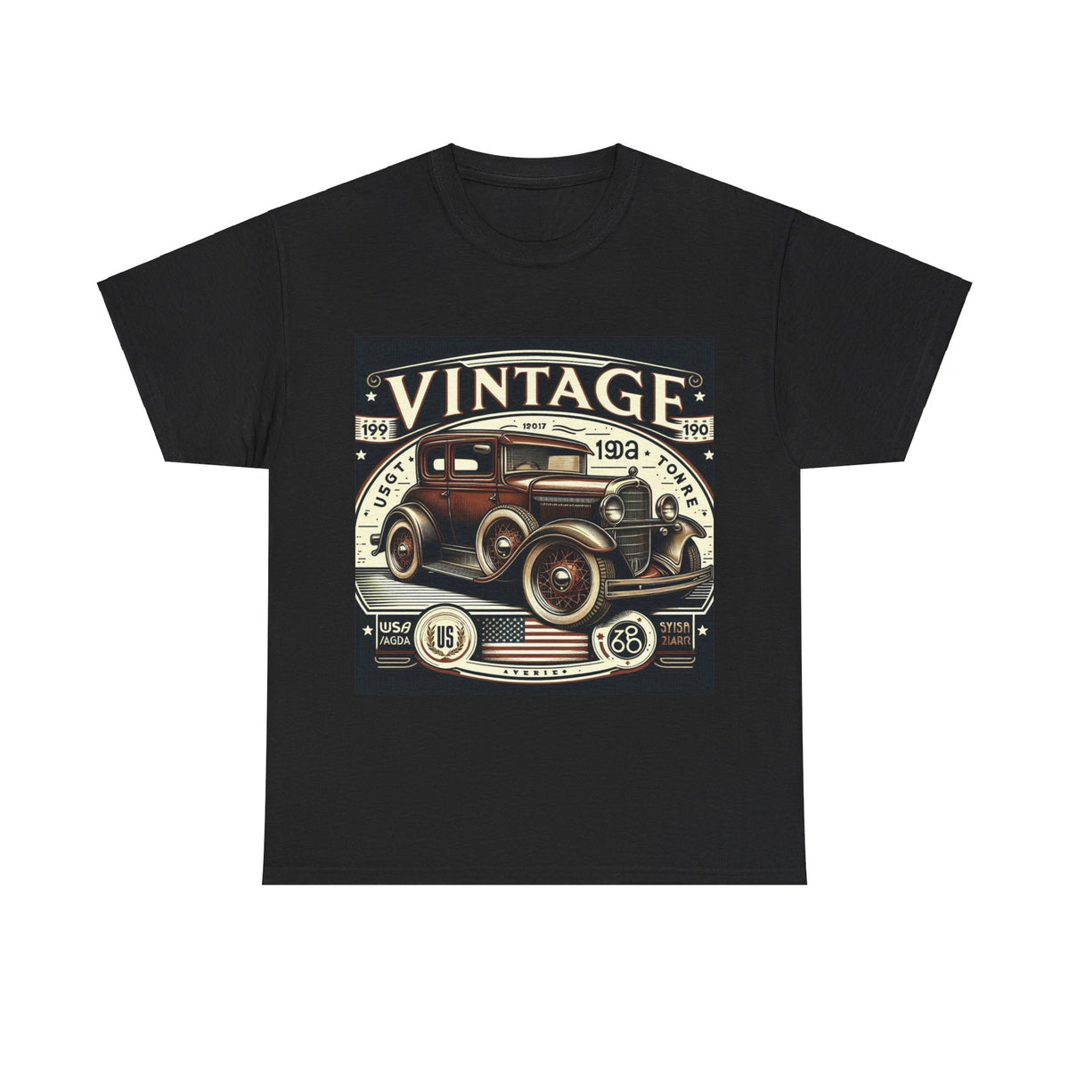 Flag Village USA Vintage Car Flag T-SHIRT Heavy Cotton Tee USA0014