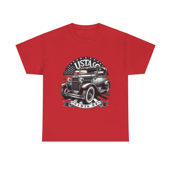 Flag Village USA Vintage Car Flag T-SHIRT Heavy Cotton Tee USA0011
