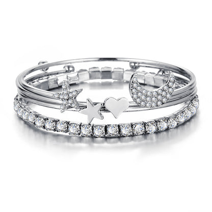 Flag Village Women Moon Stars Cuff Bracelets Bangles Simple Gifts