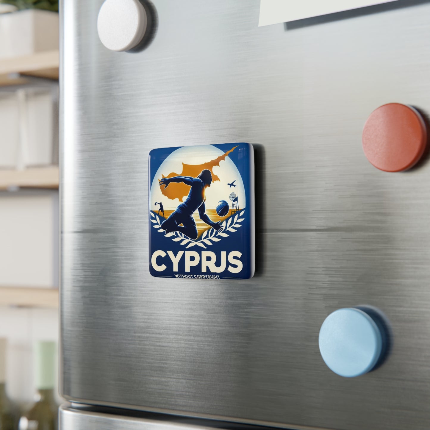 Flag Village Cyprus Flag Sporting Porcelain Magnet, Square CYP0006