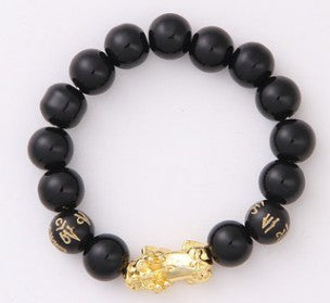 Flag Village Obsidian 18K Gold Bracelet six brave words on hand and little Pearl transport gifts wholesale
