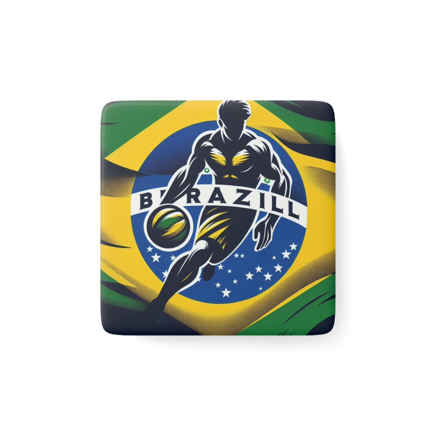 Flag Village BRAZIL Flag Sporting Porcelain Magnet, Square BRA0014