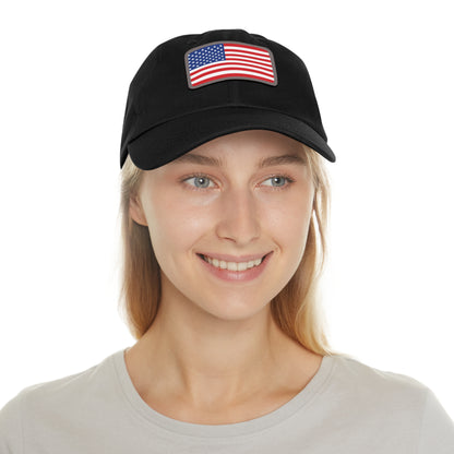 Flag Village United States Flag Hat Cap with Leather Patch