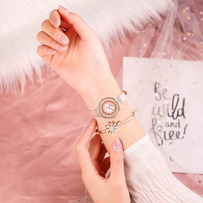Flag Village Fashion girl leather exquisite watch gift box
