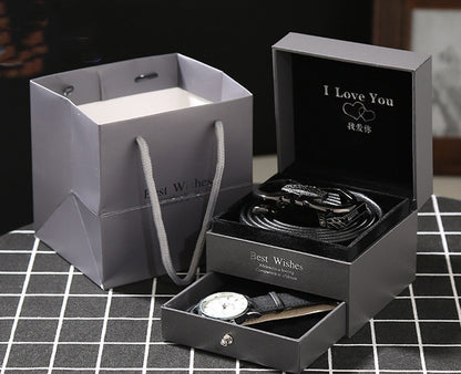 Flag Village Leather Belt Wallet Gift Box Set Holiday Gift Watch