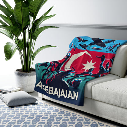 Flag Village Azerbaijan Sporting Flag Sherpa Fleece Blanket AZE0004