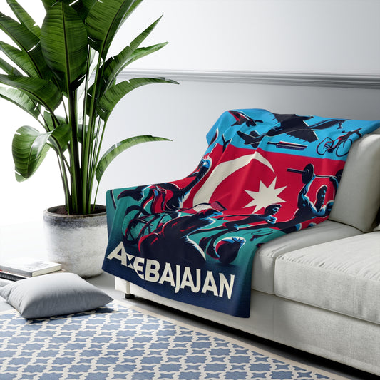 Flag Village Azerbaijan Sporting Flag Sherpa Fleece Blanket AZE0004