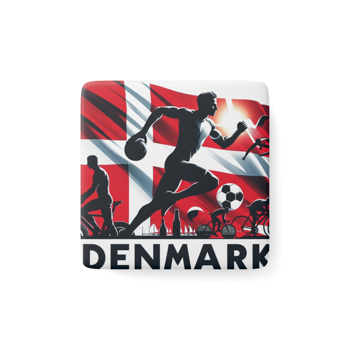 Flag Village Denmark National Flag Ceramic Magnet 2"x2"