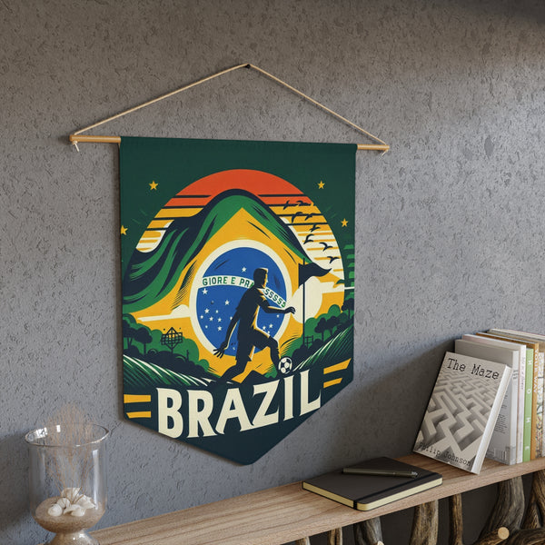 Flag Village Brazil Soccer Pennant Wall Banner — Vintage Football Brazil Flag Decor FV-INTR-BR0004