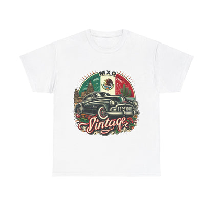 Flag Village Mexico Vintage Car Flag T-SHIRT Heavy Cotton Tee MEX0001