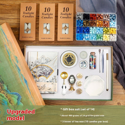 Flag Village Powerful Manufacturers DIY Retro Sealing Wax Seal Set Tool Outfit Antique Fire Paint Seal Gift Box Creative Gift