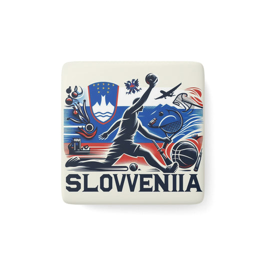 Flag Village Slovenia Flag Sporting Porcelain Magnet, Square SVN0005