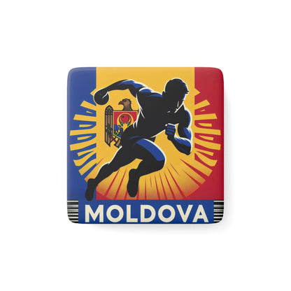 Flag Village Moldova Flag Sporting Porcelain Magnet, Square MDA0006