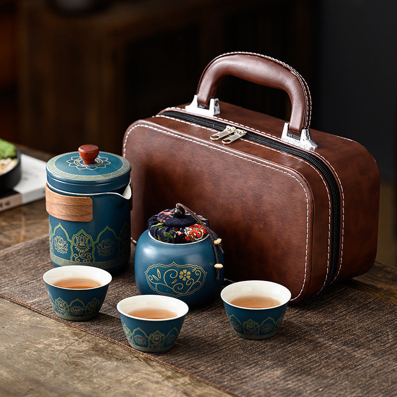 Flag Village Tea Set Suit Ceramic One Pot Four Cups Gift Box
