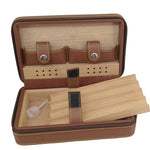 Flag Village Travel Humidor - Best Portable Leather Travel Cigar Humidifier Gift Box