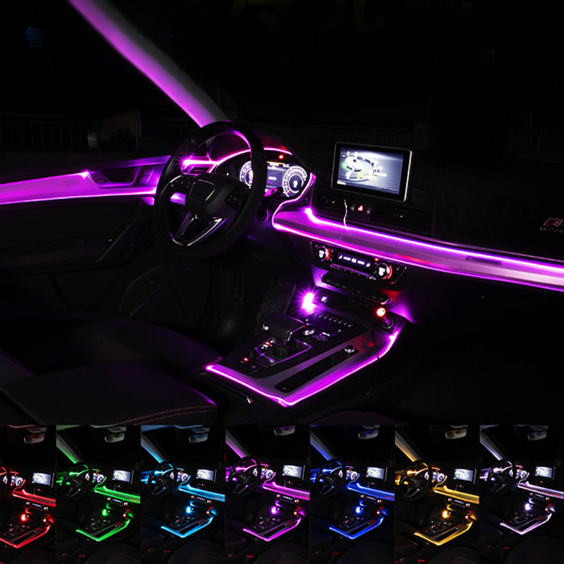 Flag Village Auto Tools Car Fiber Optic Ambient Light Modified Car Interior Cool Light APP Rhythm Light