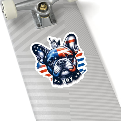 Flag Village USA Flag with French Bulldog Sticker 2", 3", 4", 6" USA0001