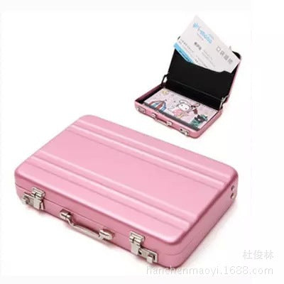 Flag Village Creative password safe shape aluminum business card holder mini suitcase business card holder white collar office company gifts