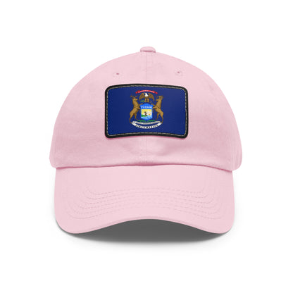Flag Village USA Michigan State Flag Hat Cap with Leather Patch