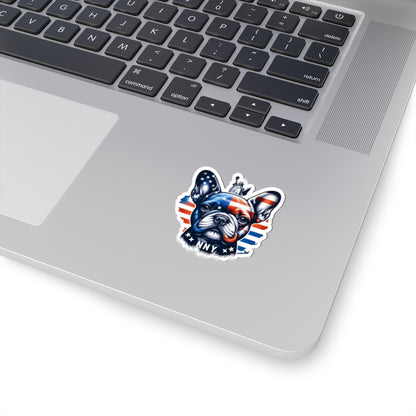 Flag Village USA Flag with French Bulldog Sticker 2", 3", 4", 6" USA0001