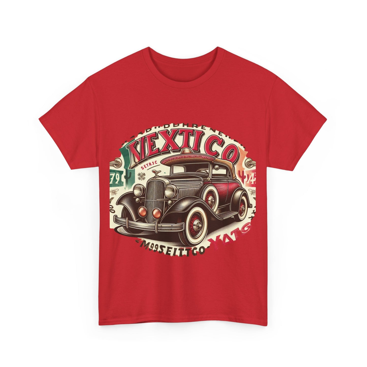 Flag Village Mexico Vintage Car Flag T-SHIRT Heavy Cotton Tee MEX0003