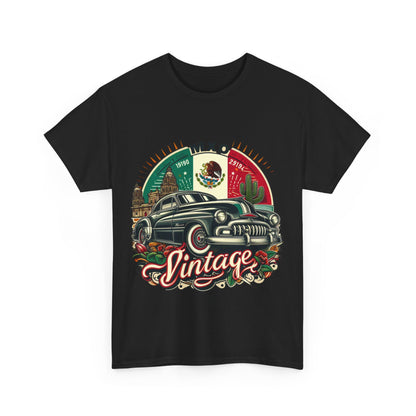 Flag Village Mexico Vintage Car Flag T-SHIRT Heavy Cotton Tee MEX0001