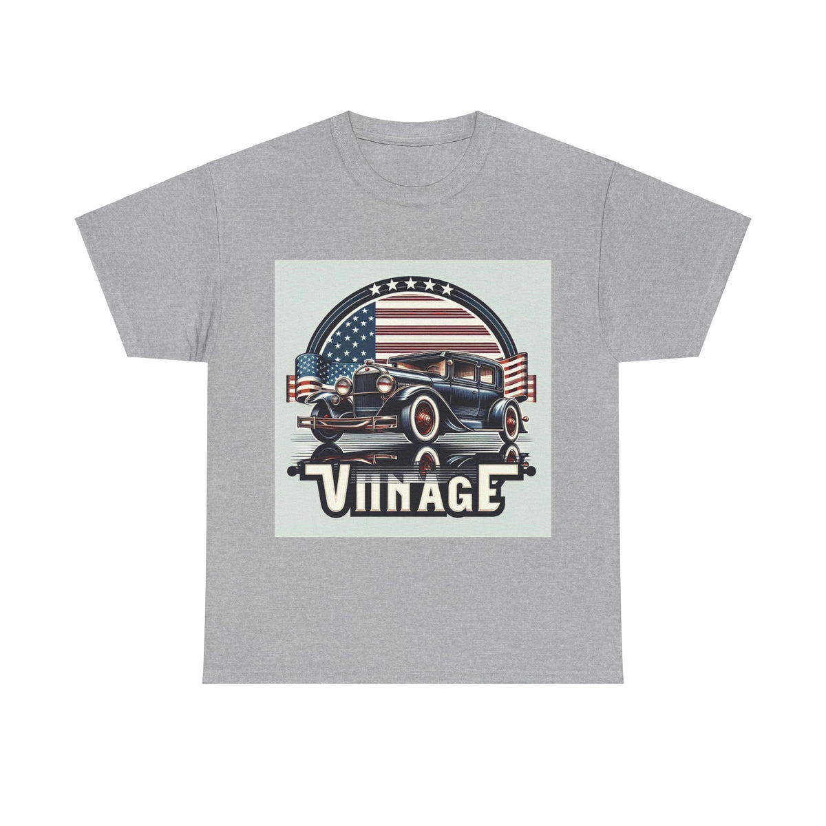 Flag Village USA Vintage Car Flag T-SHIRT Heavy Cotton Tee USA0009