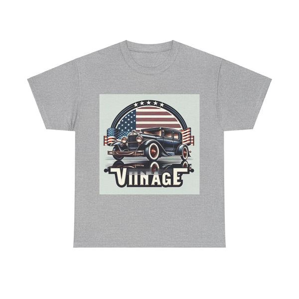 Flag Village USA Vintage Car Flag T-SHIRT Heavy Cotton Tee USA0009