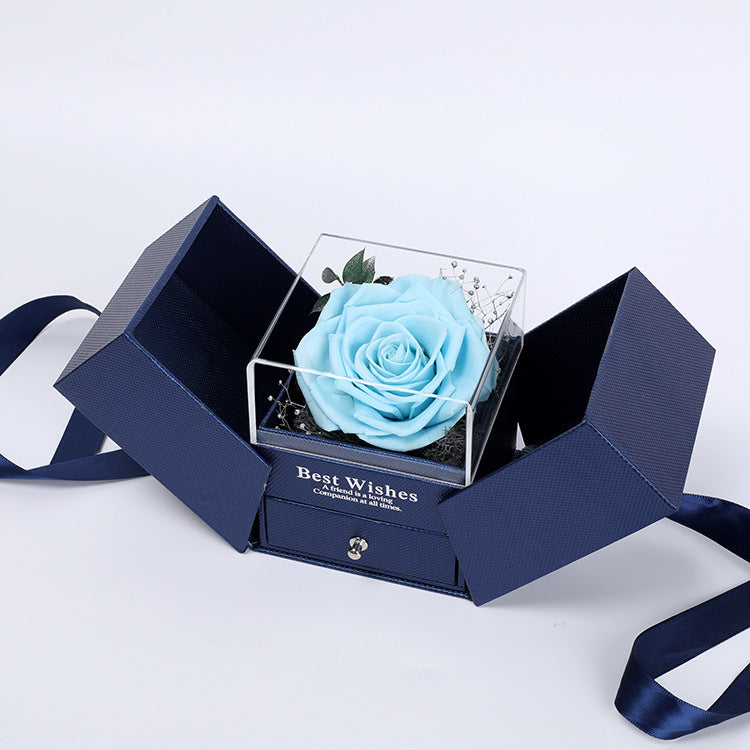 Flag Village Preserved Flower Gift Box Finished Acrylic Jewelry Box