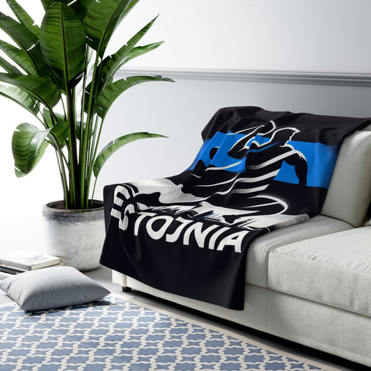 Flag Village Estonia Sporting Flag Sherpa Fleece Blanket EST0001