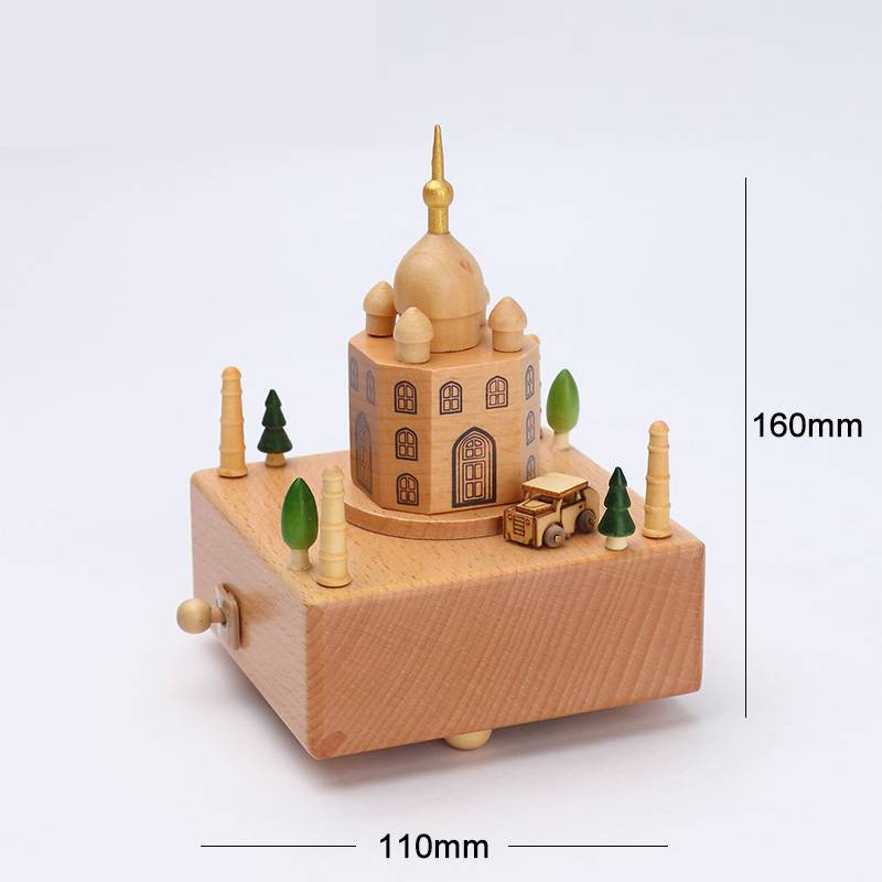 Flag Village Wooden building model music box birthday gift