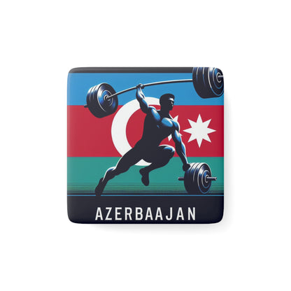 Flag Village Azerbaijan Flag Sporting Porcelain Magnet, Square AZE0005