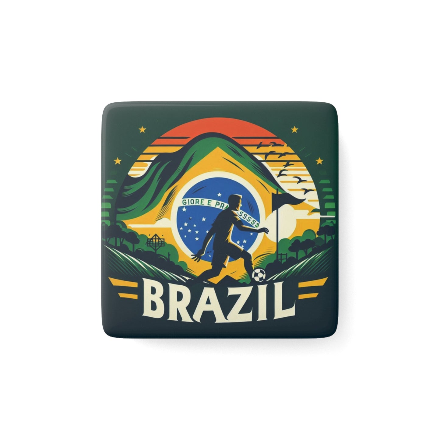 Flag Village BRAZIL Flag Sporting Porcelain Magnet, Square BRA0013