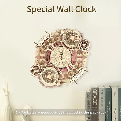 Flag Village Robotime ROKR Zodiac Wall Clock 3D Wooden Puzzle Model Assembly Toys Gifts for Children Kids Teens LC601 Support Dropshipping