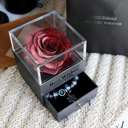 Flag Village Eternal Flower Rose Jewelry Box for Birthday Presents Valentines Day Wedding Gift