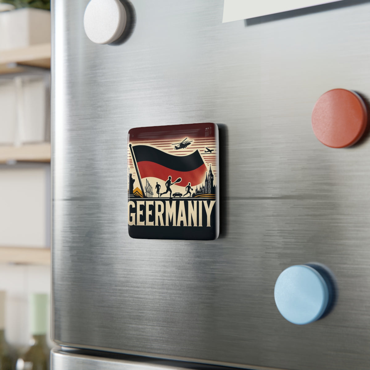 Flag Village Germany Flag Sporting Porcelain Magnet, Square DEU0005